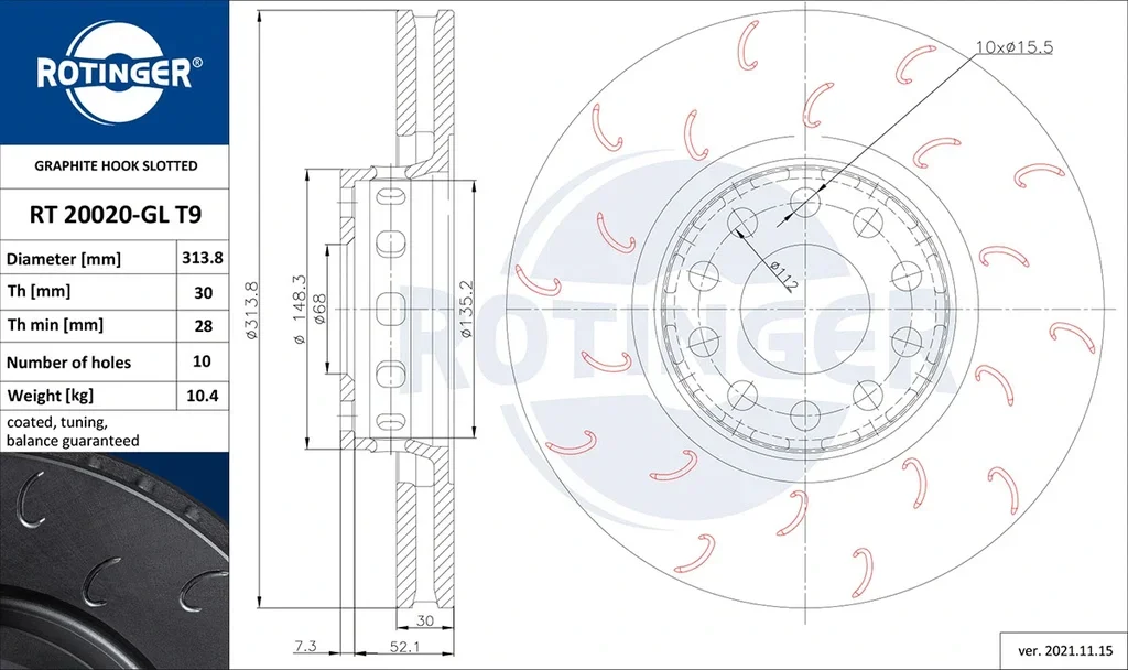 RT 20020-GL T9 ROTINGER Тормозной диск (фото 1)