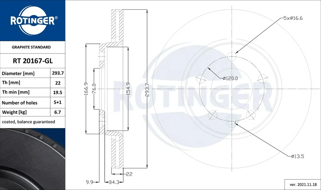 RT 20167-GL ROTINGER Тормозной диск (фото 1)