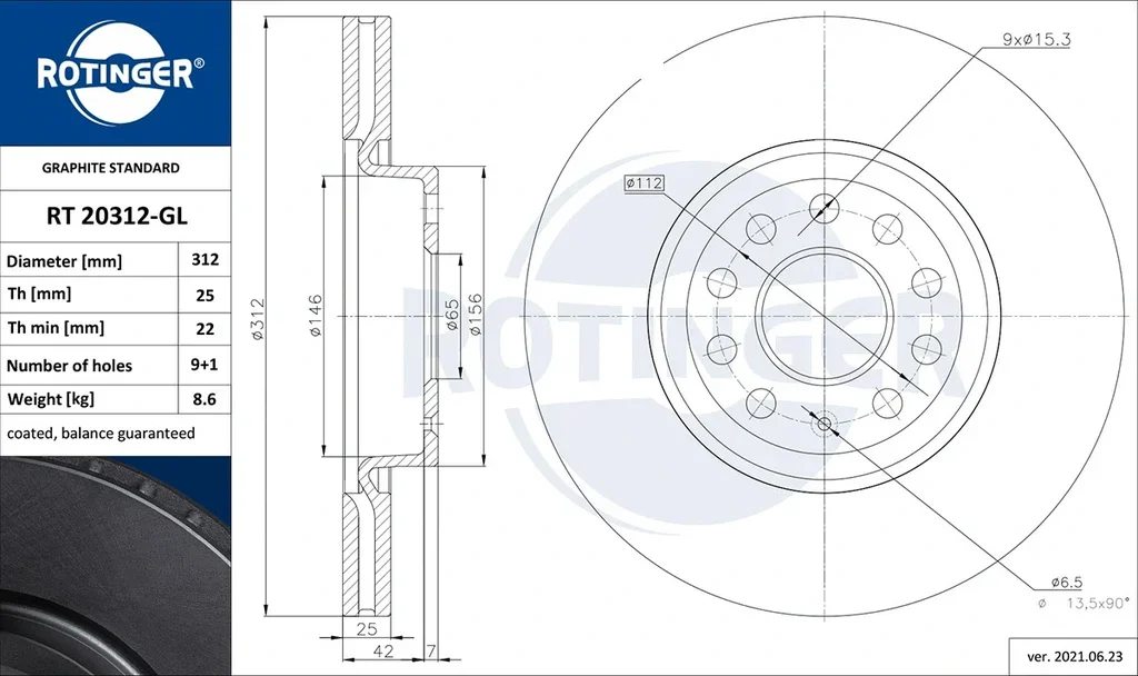 RT 20312-GL ROTINGER Тормозной диск (фото 1)