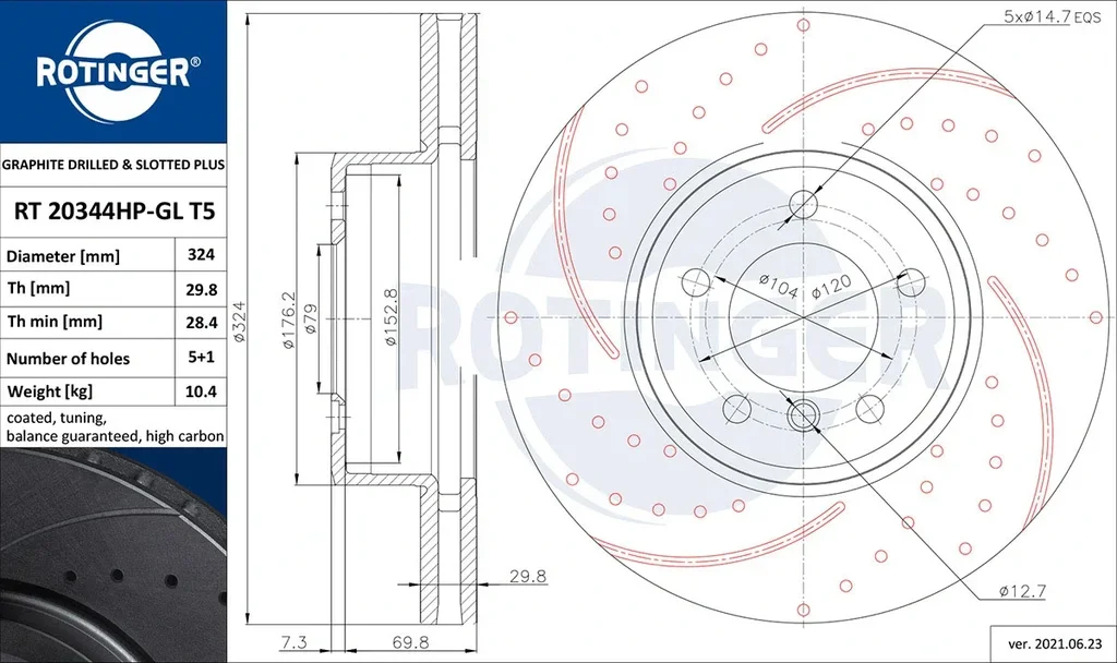 RT 20344HP-GL T5 ROTINGER Тормозной диск (фото 1)