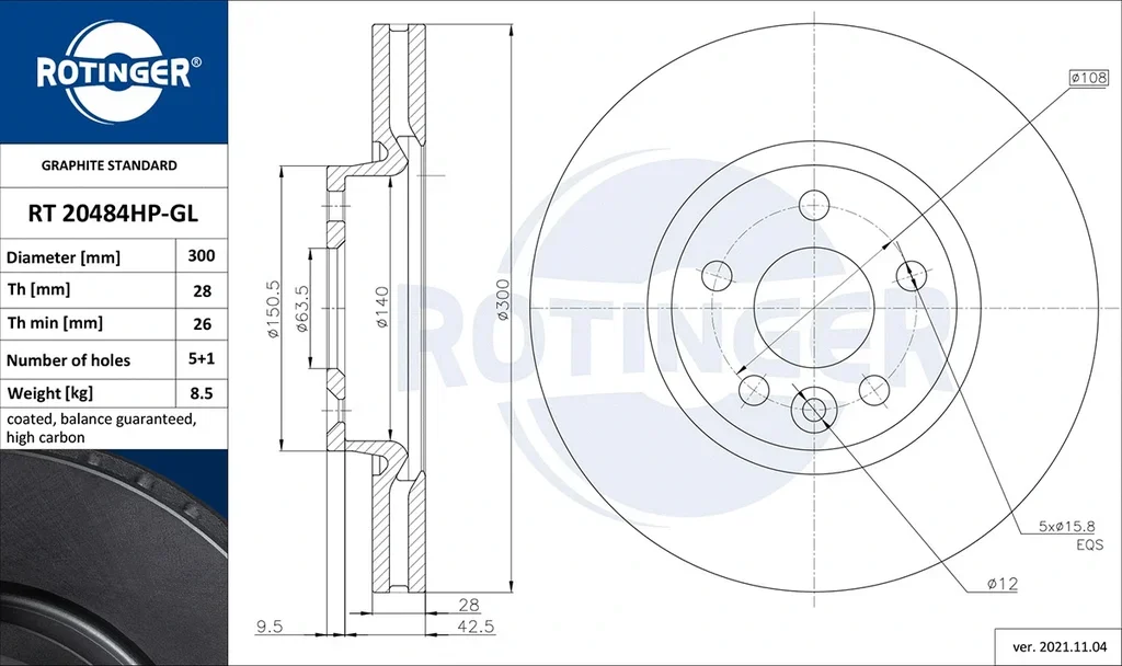 RT 20484HP-GL ROTINGER Тормозной диск (фото 1)