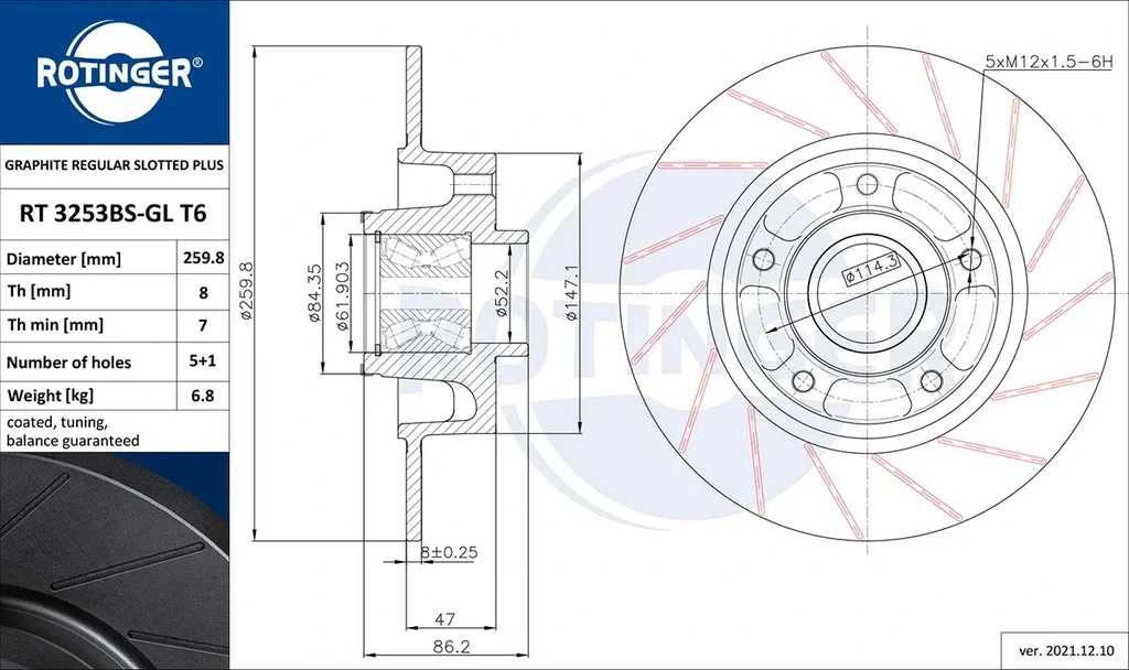 RT 3253BS-GL T6 ROTINGER Тормозной диск (фото 1)