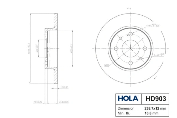 HD903 HOLA Тормозной диск (фото 2)