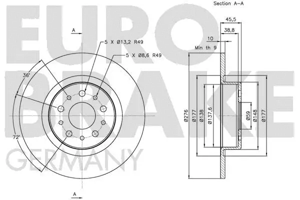 5815201021 EUROBRAKE Тормозной диск (фото 3)