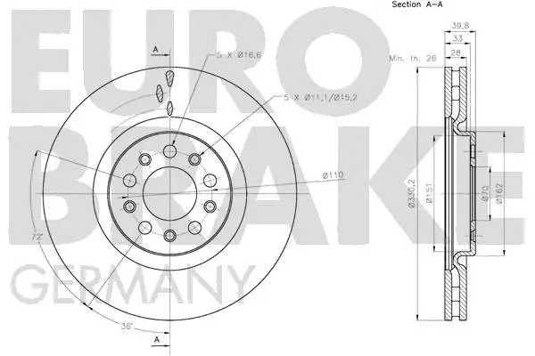 5815201031 EUROBRAKE Тормозной диск (фото 3)