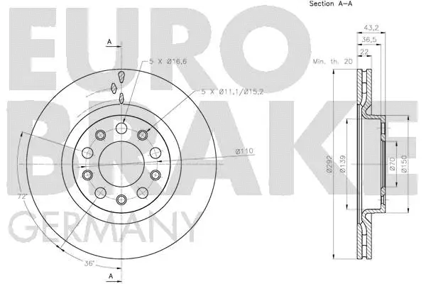 5815201033 EUROBRAKE Тормозной диск (фото 3)