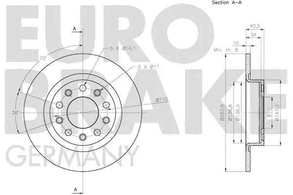 5815201035 EUROBRAKE Тормозной диск (фото 3)