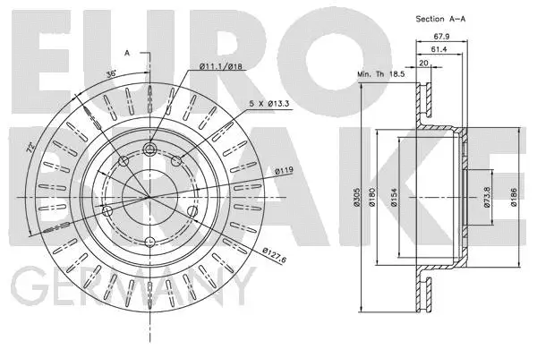 5815201221 EUROBRAKE Тормозной диск (фото 2)