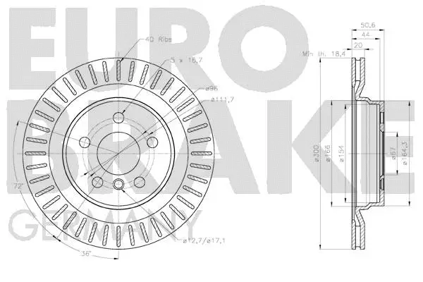 58152015117 EUROBRAKE Тормозной диск (фото 3)