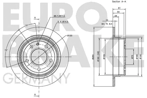 5815201514 EUROBRAKE Тормозной диск (фото 3)