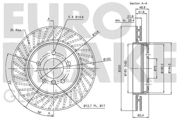 5815201545 EUROBRAKE Тормозной диск (фото 3)