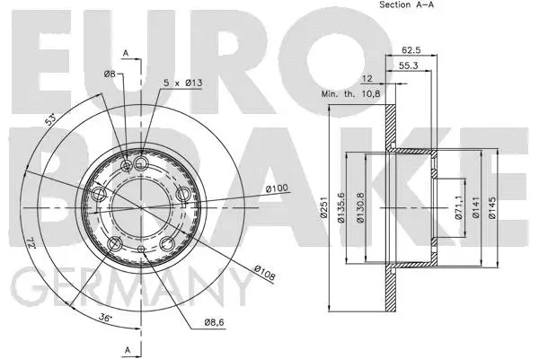 5815201922 EUROBRAKE Тормозной диск (фото 3)