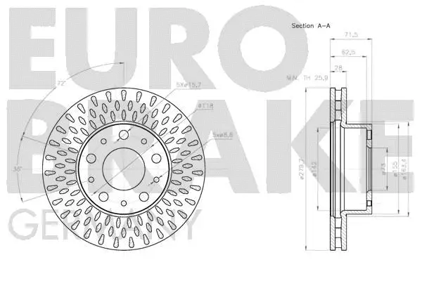 5815201958 EUROBRAKE Тормозной диск (фото 3)