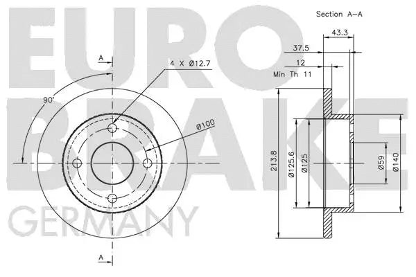 5815202212 EUROBRAKE Тормозной диск (фото 2)