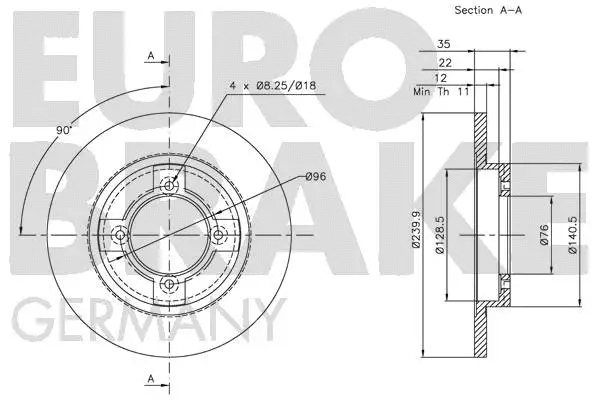 5815202213 EUROBRAKE Тормозной диск (фото 3)