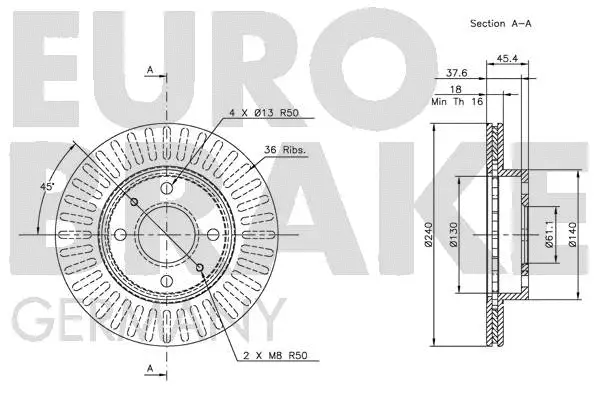 5815202232 EUROBRAKE Тормозной диск (фото 3)