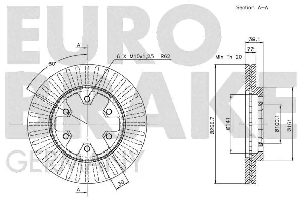 5815202234 EUROBRAKE Тормозной диск (фото 3)