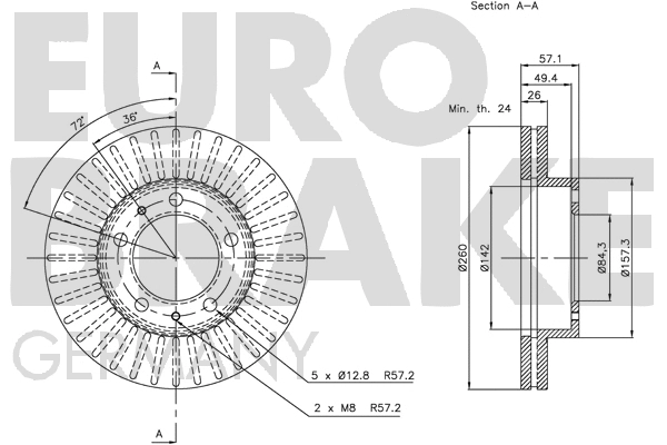 5815202239 EUROBRAKE Тормозной диск (фото 3)