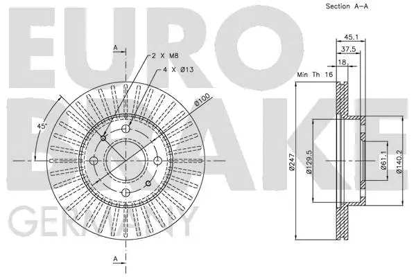 5815202245 EUROBRAKE Тормозной диск (фото 3)