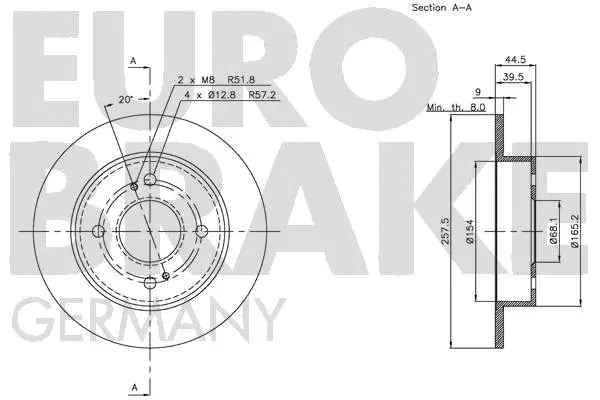 5815202248 EUROBRAKE Тормозной диск (фото 3)