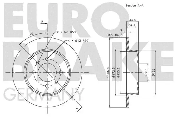 5815202263 EUROBRAKE Тормозной диск (фото 3)