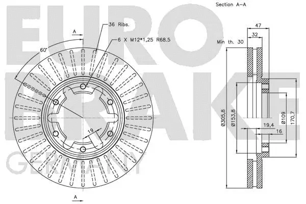 5815202265 EUROBRAKE Тормозной диск (фото 3)