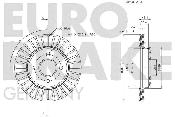 5815202269 EUROBRAKE Тормозной диск (фото 3)