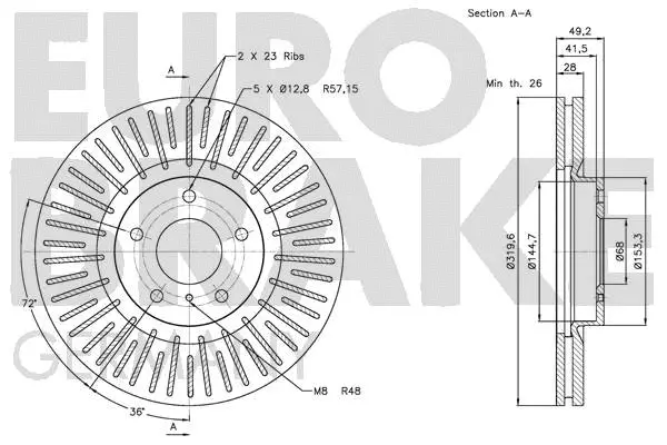 5815202270 EUROBRAKE Тормозной диск (фото 3)