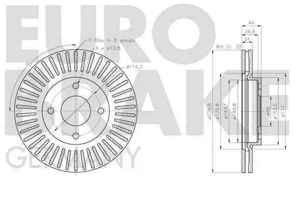 5815202283 EUROBRAKE Тормозной диск (фото 3)