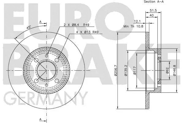 5815202308 EUROBRAKE Тормозной диск (фото 2)