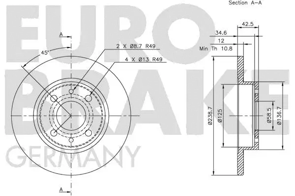 5815202311 EUROBRAKE Тормозной диск (фото 3)