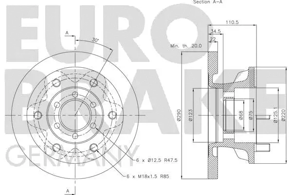 5815202338 EUROBRAKE Тормозной диск (фото 3)