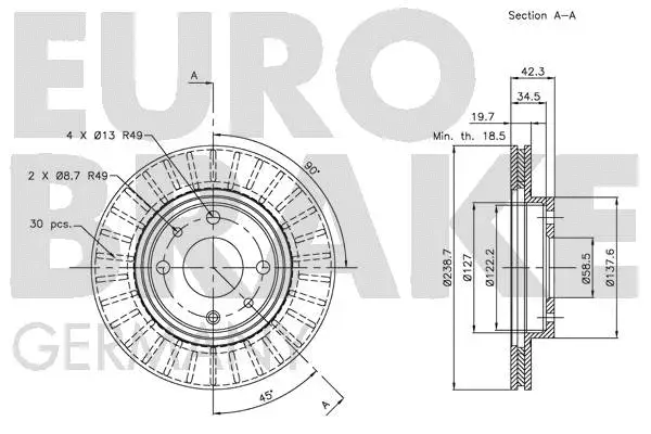 5815202341 EUROBRAKE Тормозной диск (фото 3)
