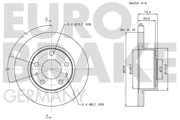 5815202347 EUROBRAKE Тормозной диск (фото 3)