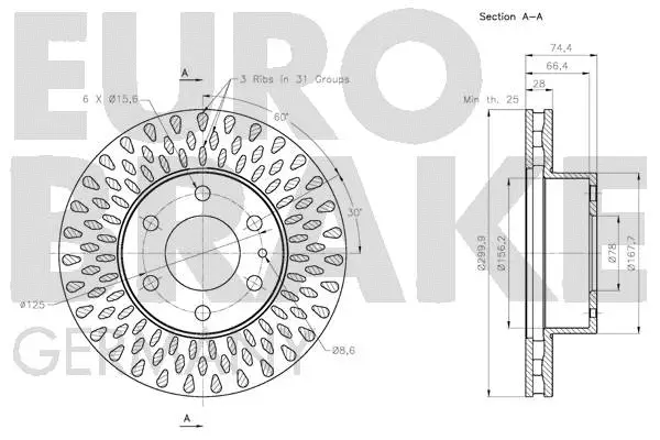 5815202356 EUROBRAKE Тормозной диск (фото 3)