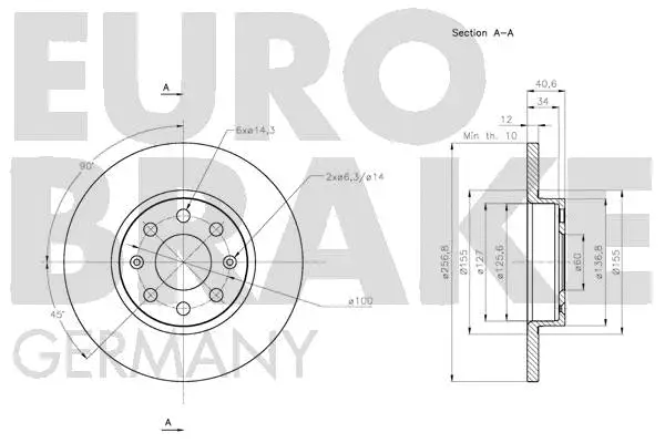 5815202363 EUROBRAKE Тормозной диск (фото 3)