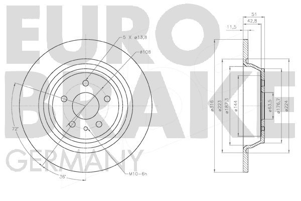 58152025102 EUROBRAKE Тормозной диск (фото 3)