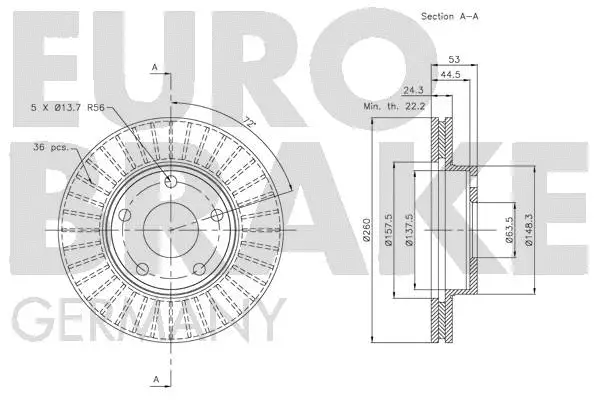 5815202521 EUROBRAKE Тормозной диск (фото 3)