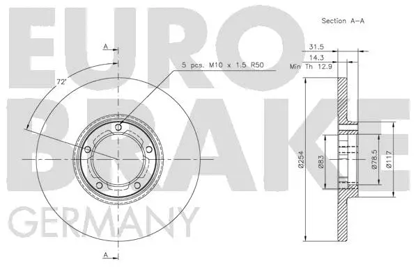 5815202523 EUROBRAKE Тормозной диск (фото 3)