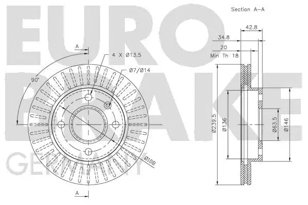 5815202528 EUROBRAKE Тормозной диск (фото 3)