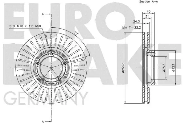 5815202531 EUROBRAKE Тормозной диск (фото 3)