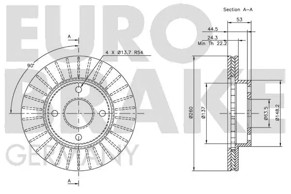 5815202537 EUROBRAKE Тормозной диск (фото 3)