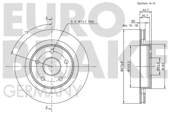 5815202539 EUROBRAKE Тормозной диск (фото 2)