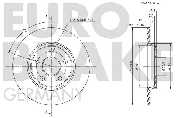 5815202551 EUROBRAKE Тормозной диск (фото 3)