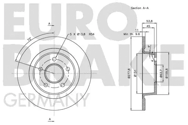 5815202564 EUROBRAKE Тормозной диск (фото 3)