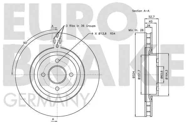 5815202566 EUROBRAKE Тормозной диск (фото 3)