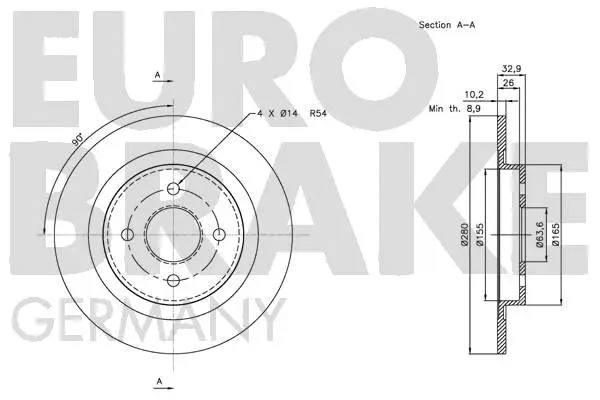 5815202574 EUROBRAKE Тормозной диск (фото 3)