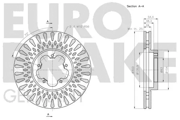 5815202576 EUROBRAKE Тормозной диск (фото 3)