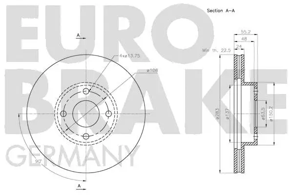 5815202578 EUROBRAKE Тормозной диск (фото 2)