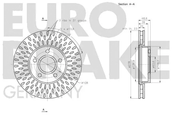 5815202582 EUROBRAKE Тормозной диск (фото 3)